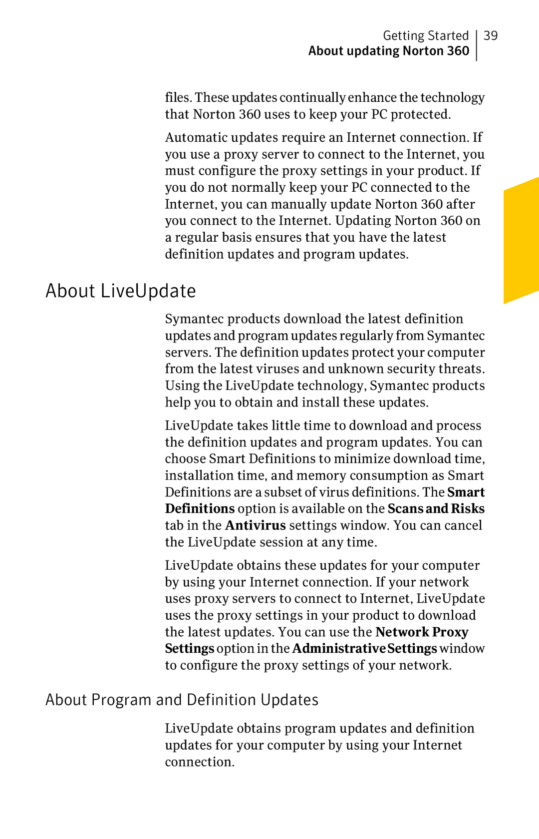 Symantec 11022527 manual About LiveUpdate, About Program and Definition Updates 