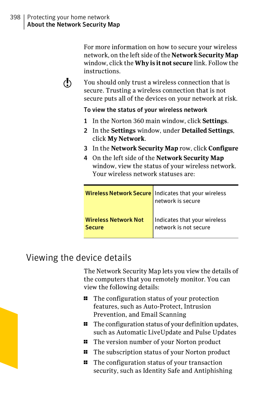 Symantec 11022527 manual Viewing the device details, Network Security Map row, click Configure 