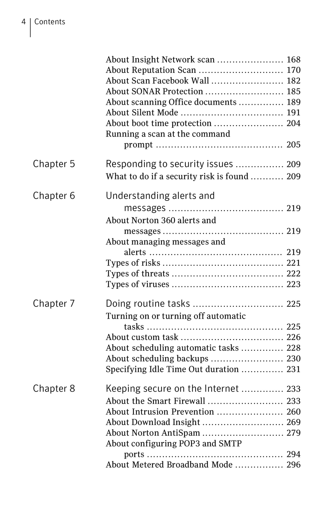 Symantec 11022527 manual Chapter Responding to security issues, Chapter Understanding alerts 