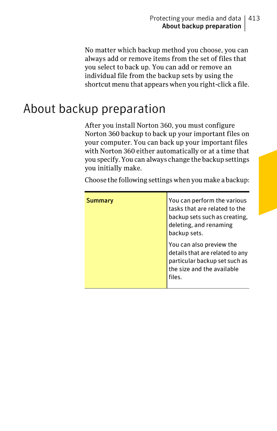 Symantec 11022527 manual About backup preparation 