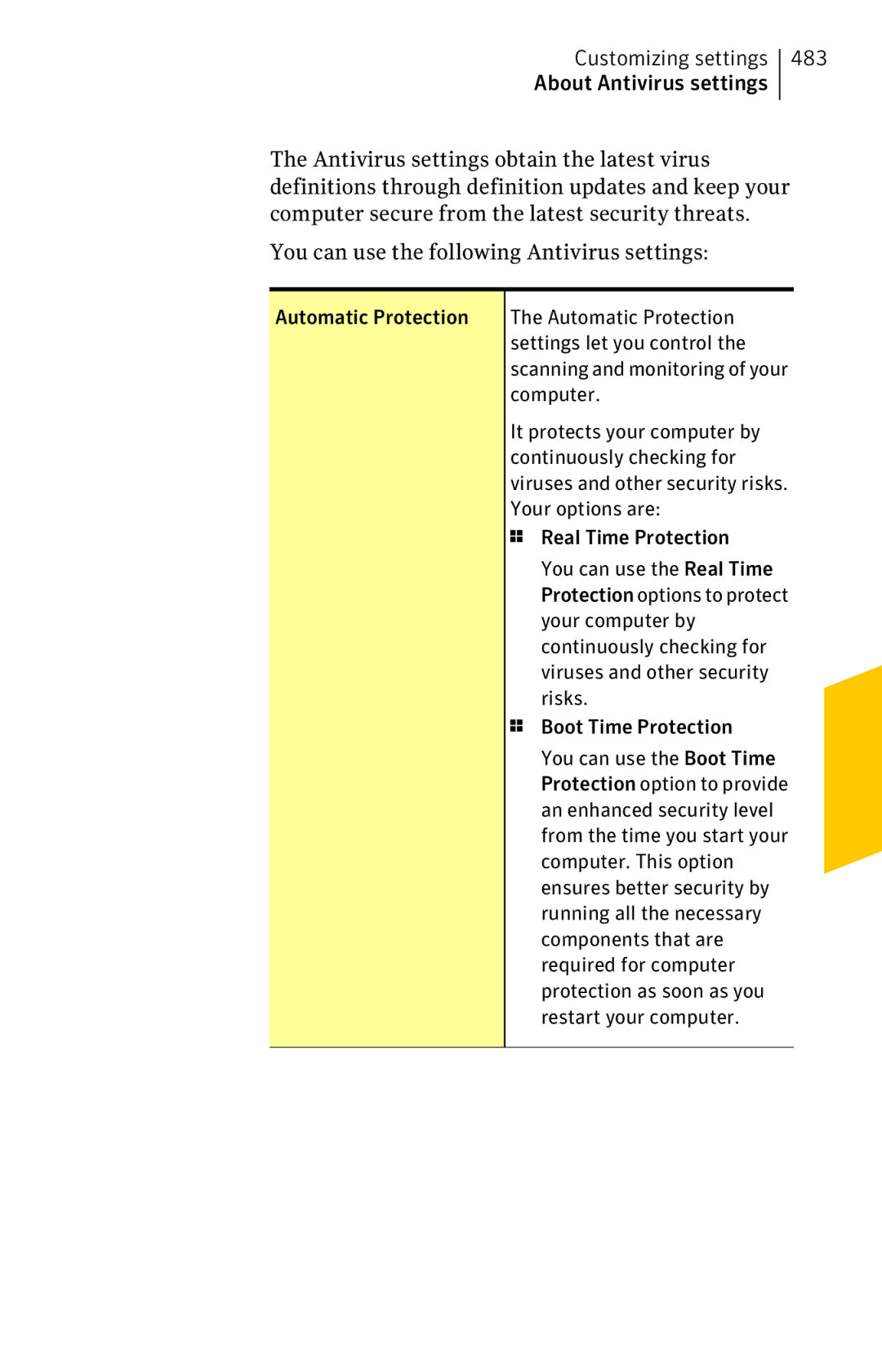 Symantec 11022527 manual Automatic Protection Settings let you control, Computer 