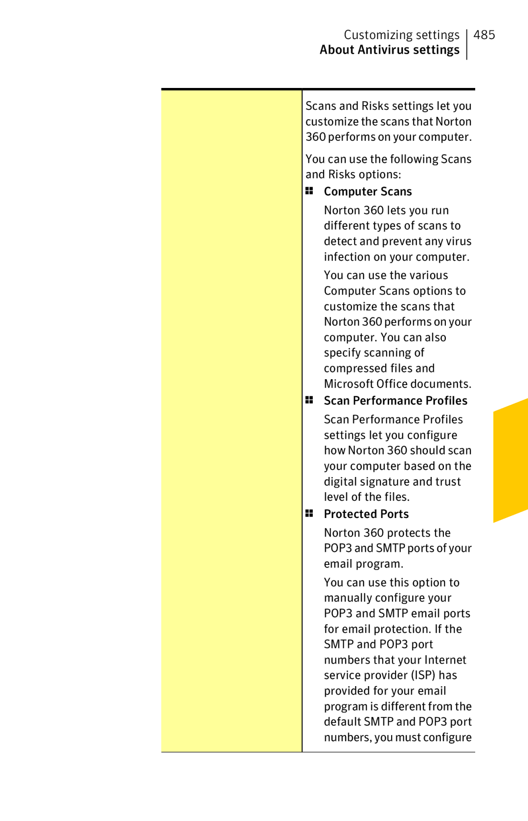 Symantec 11022527 manual You can use the following Scans and Risks options 