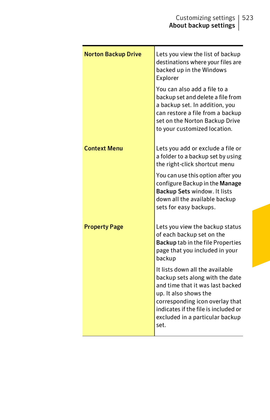 Symantec 11022527 manual Customizing settings 