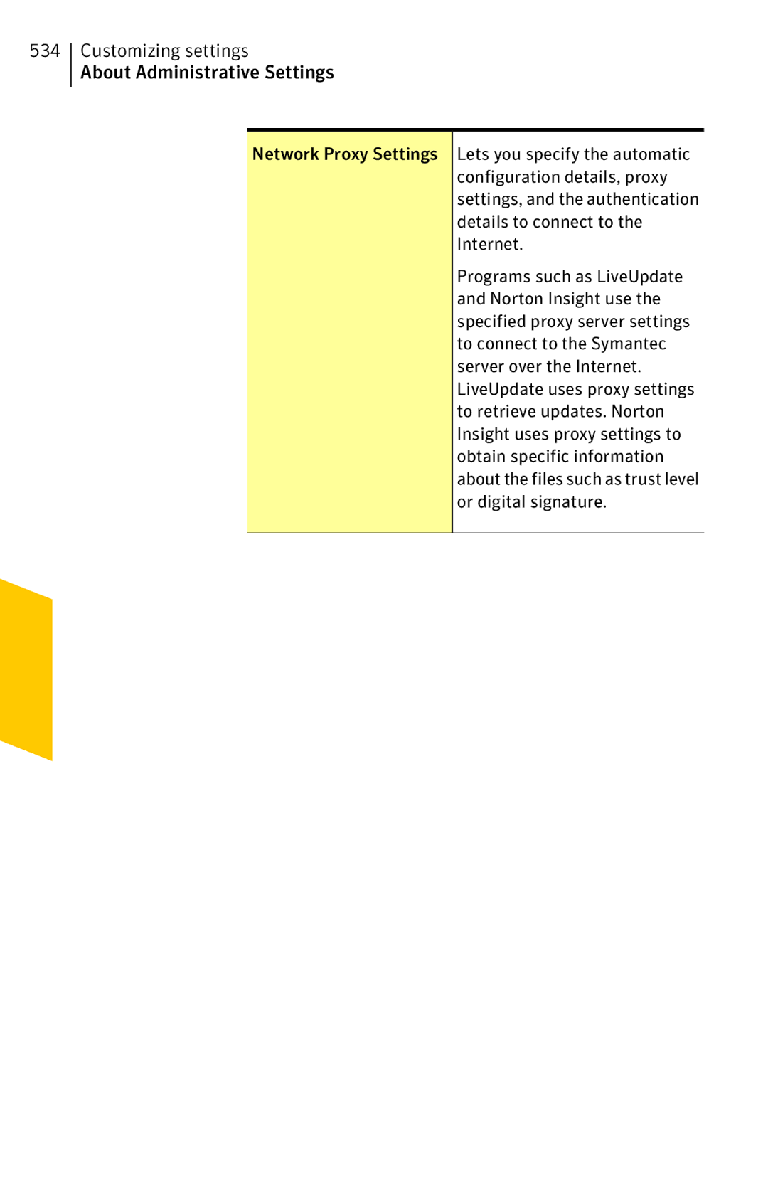 Symantec 11022527 manual Customizing settings About Administrative Settings 