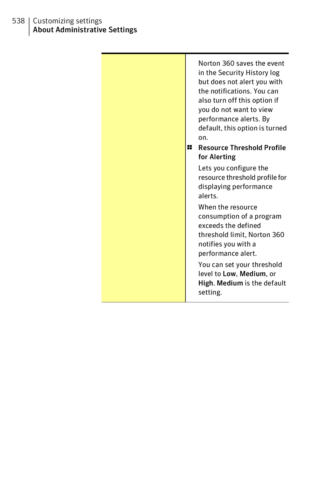 Symantec 11022527 manual Customizing settings About Administrative Settings 