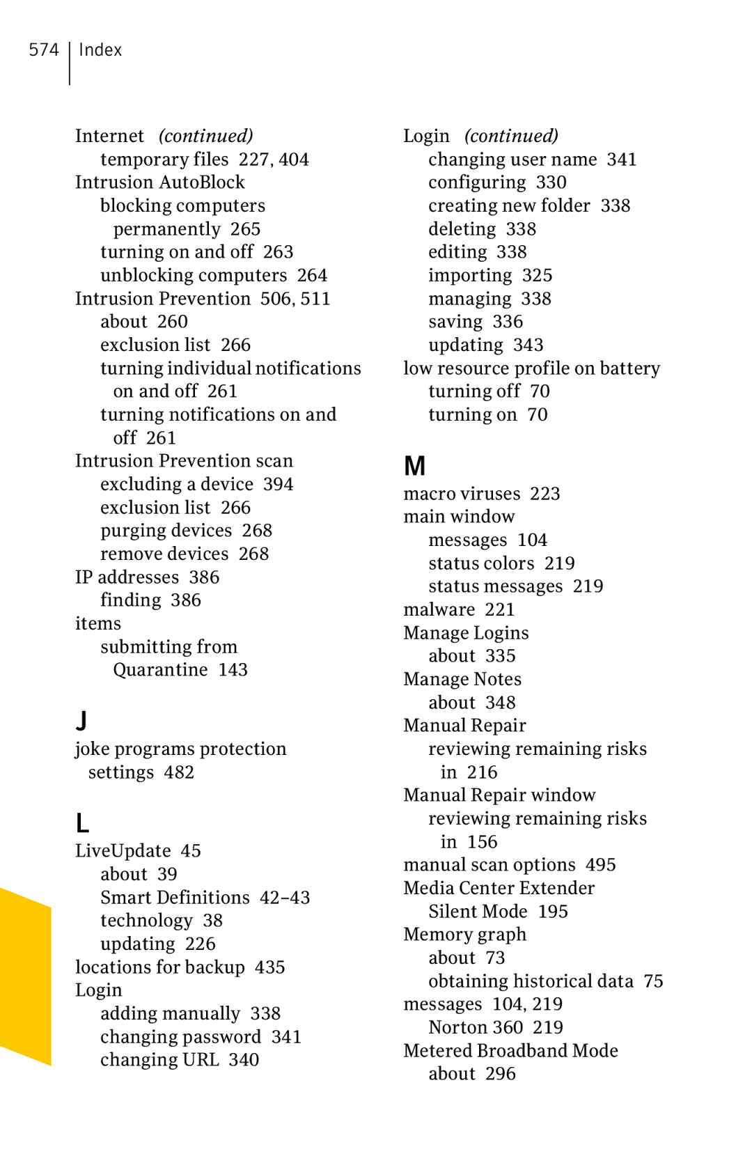 Symantec 11022527 manual Internet temporary files 227 