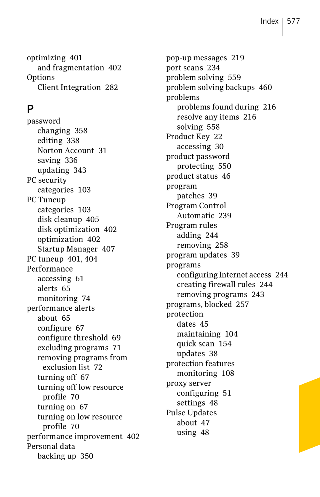 Symantec 11022527 manual Product password protecting 550 product status 