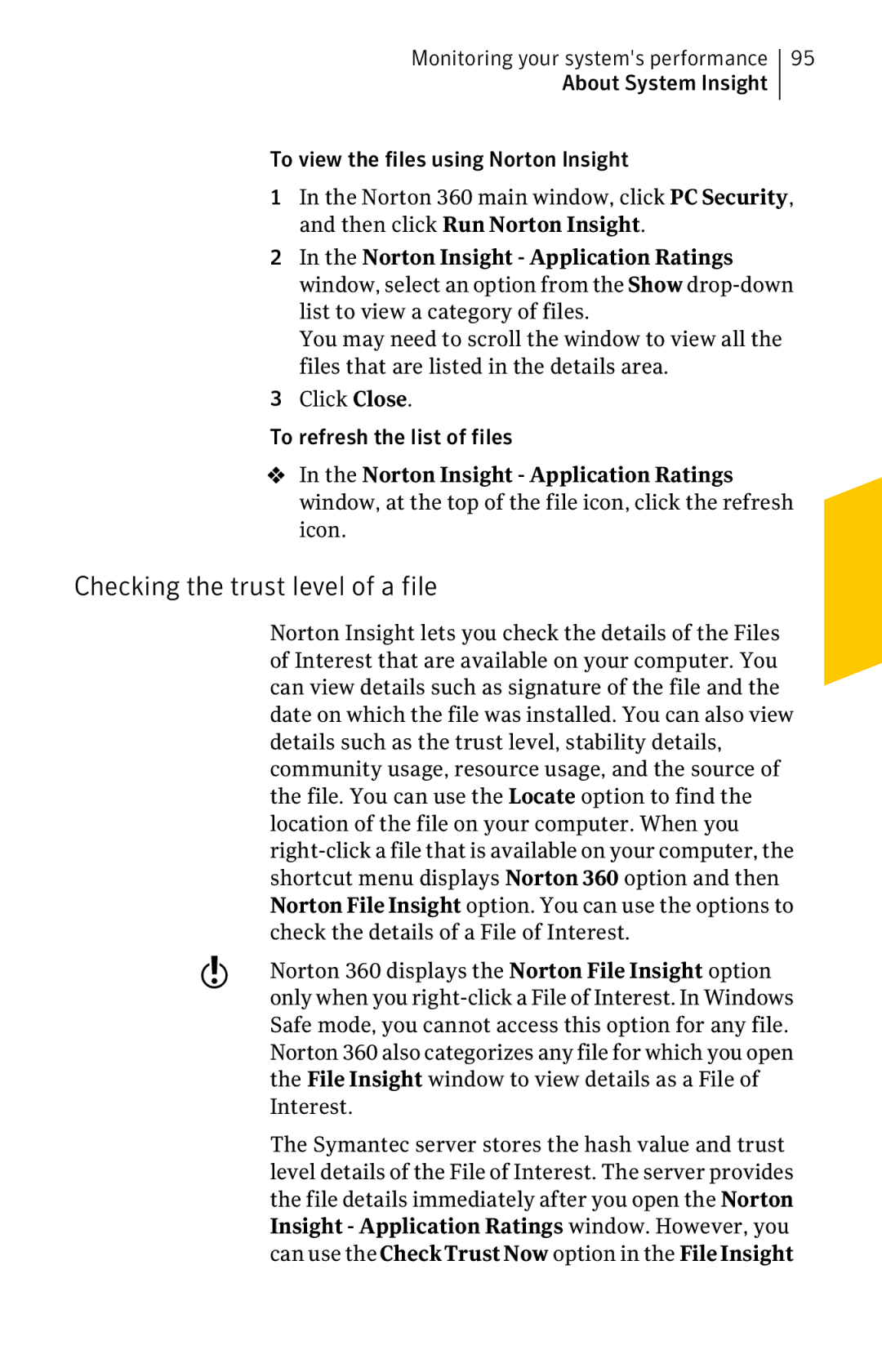 Symantec 11022527 manual Checking the trust level of a file 