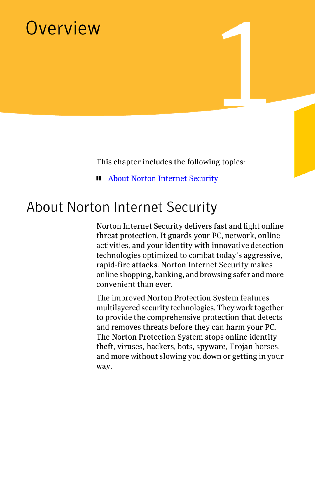 Symantec 21197367 manual Overview1, About Norton Internet Security 