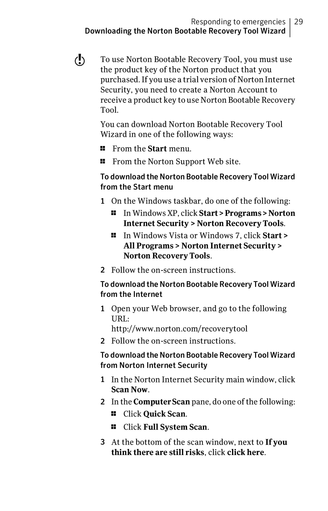 Symantec 21197367 manual All Programs Norton Internet Security Norton Recovery Tools 