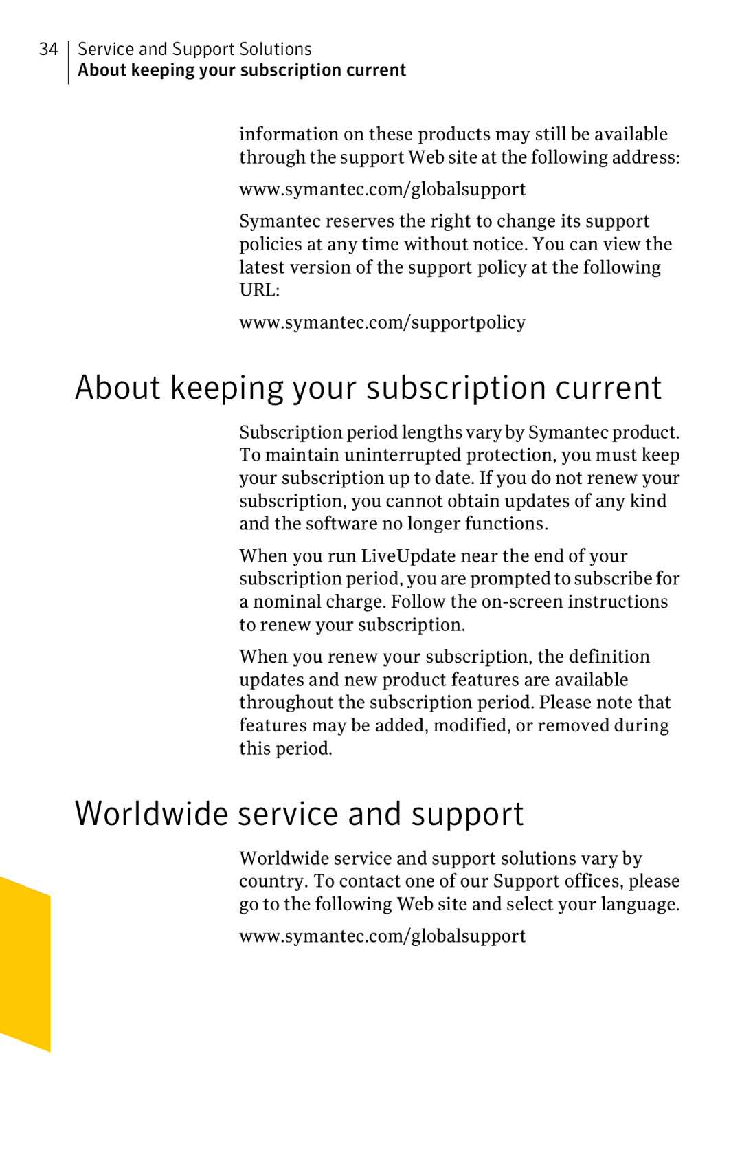 Symantec 21197367 manual About keeping your subscription current, Worldwide service and support 