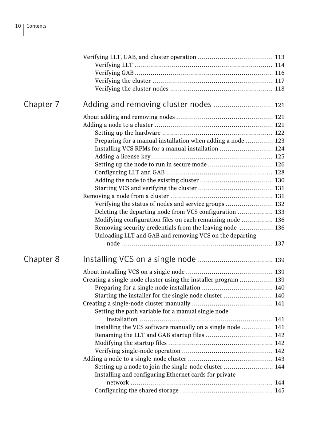 Symantec 5 manual Chapter Adding and removing cluster nodes, 121 