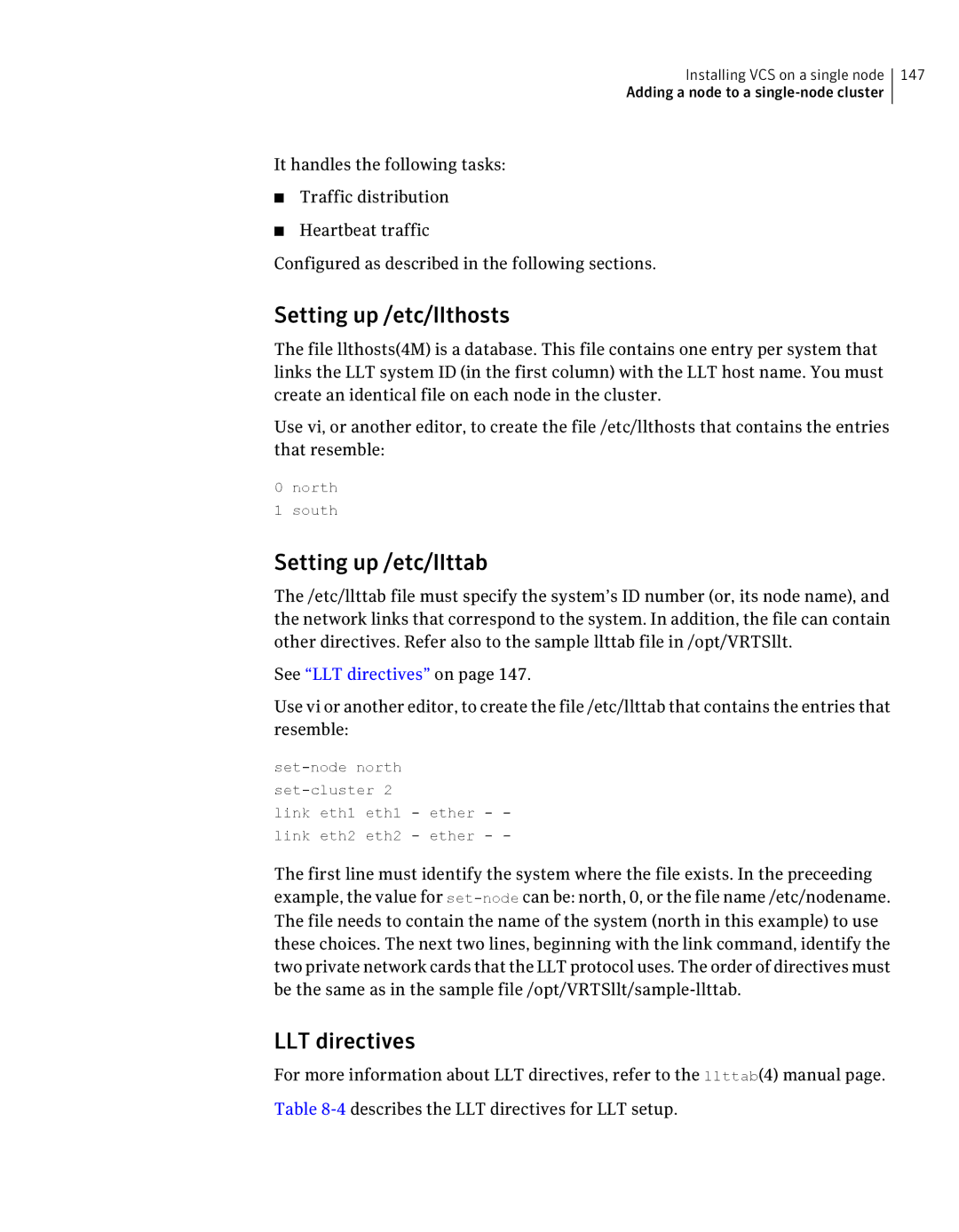 Symantec 5 manual Setting up /etc/llthosts, Setting up /etc/llttab, See LLT directives on 