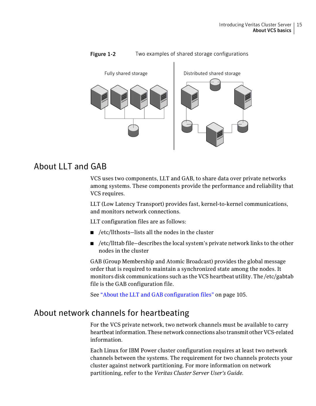 Symantec 5 About LLT and GAB, About network channels for heartbeating, See About the LLT and GAB configuration files on 