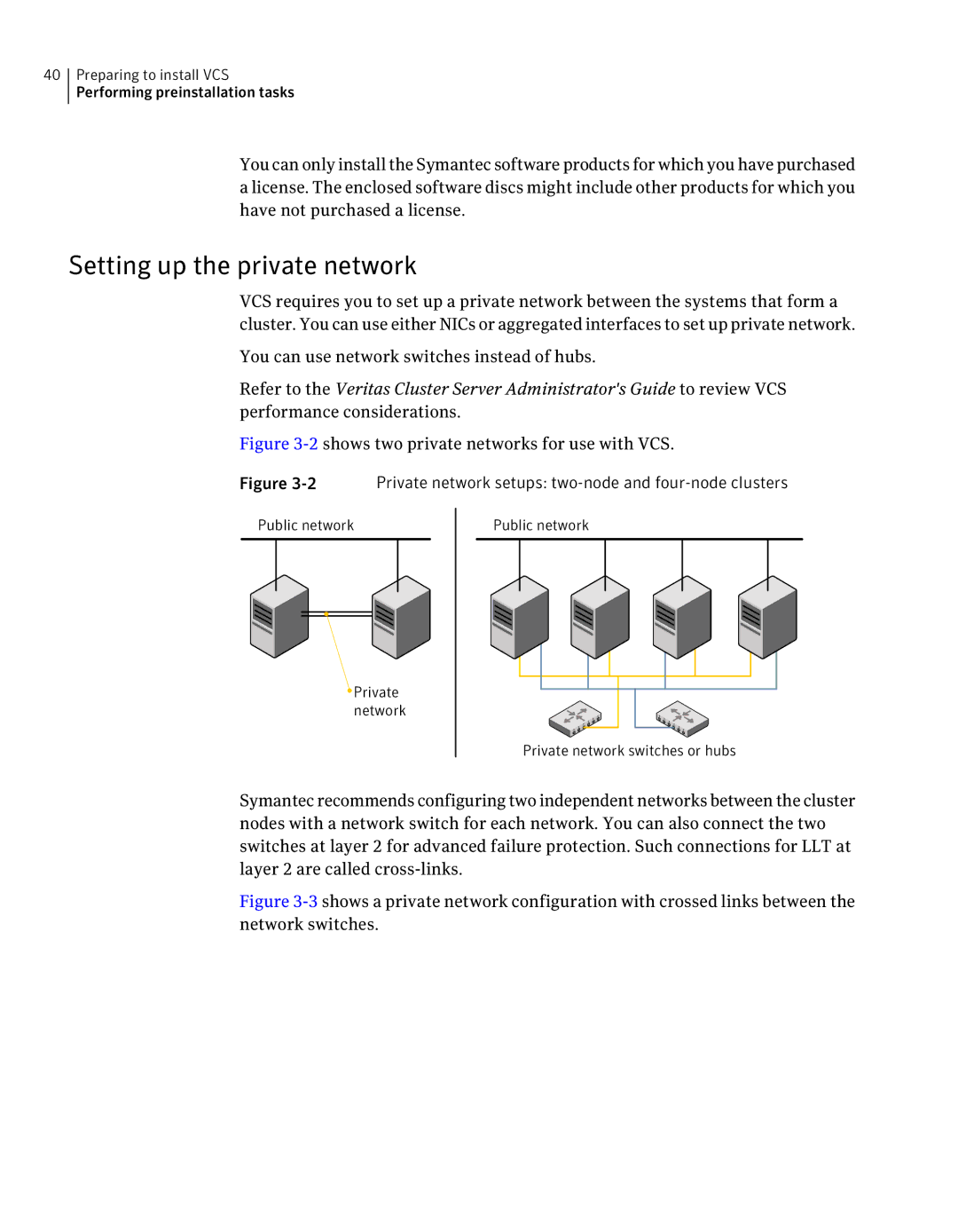 Symantec 5 manual Setting up the private network, You can use network switches instead of hubs 