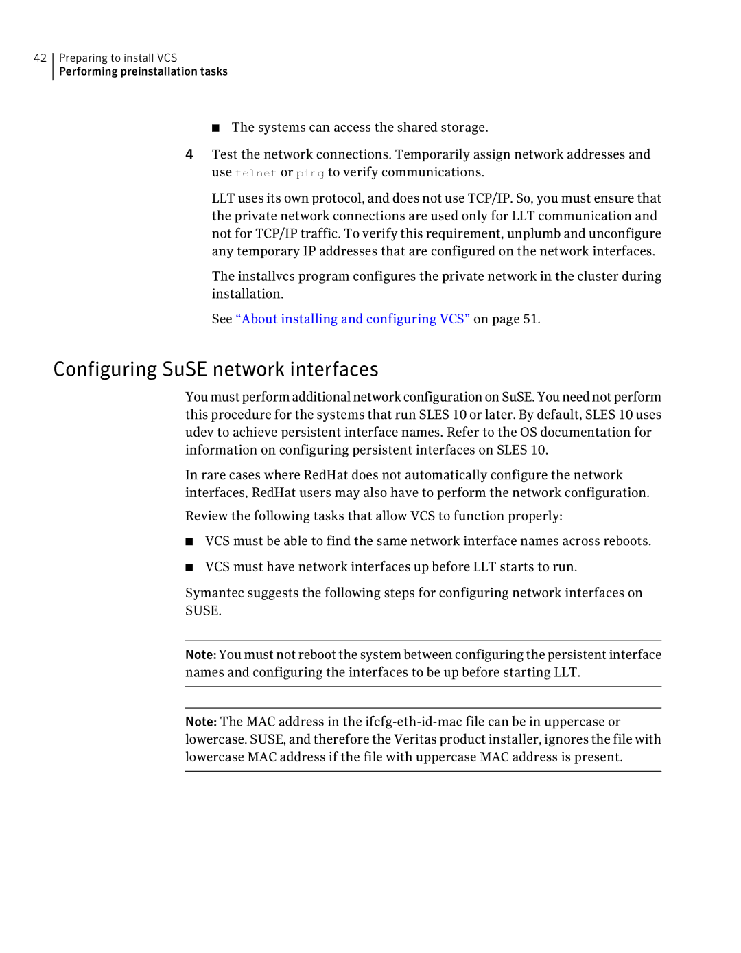 Symantec 5 manual Configuring SuSE network interfaces, See About installing and configuring VCS on 