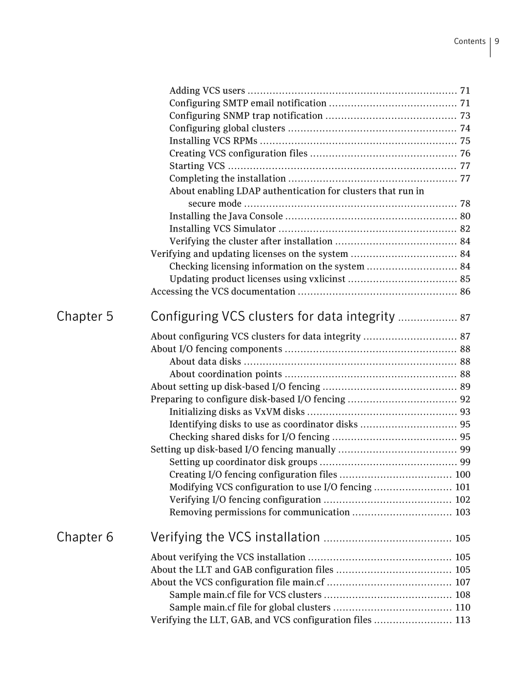 Symantec 5 manual Chapter Configuring VCS clusters for data integrity 