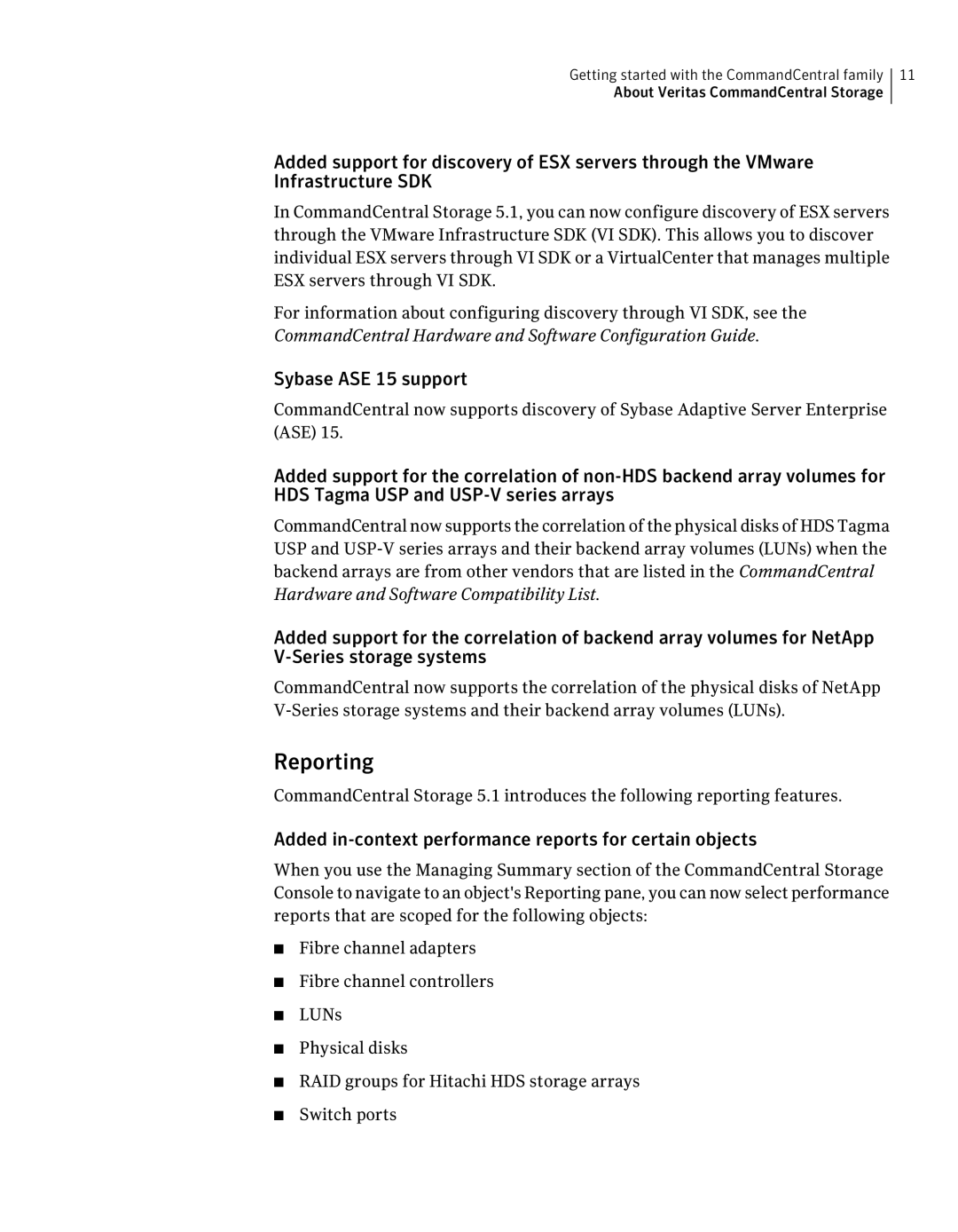 Symantec 5.1 manual Reporting, Sybase ASE 15 support, Added in-context performance reports for certain objects 