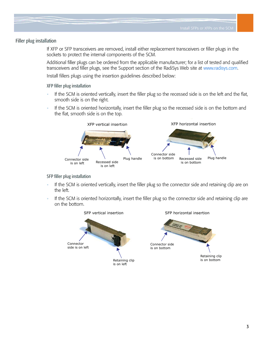 Symantec ATCA-2210 manual Filler plug installation, XFP filler plug installation 