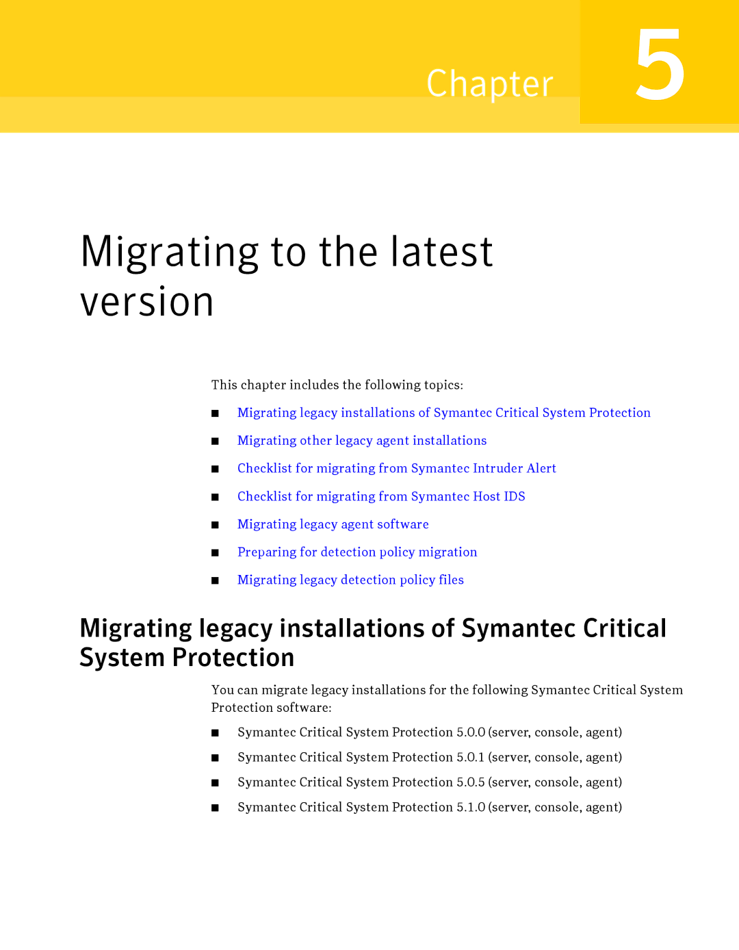 Symantec Critical System manual Migrating to the latest version 