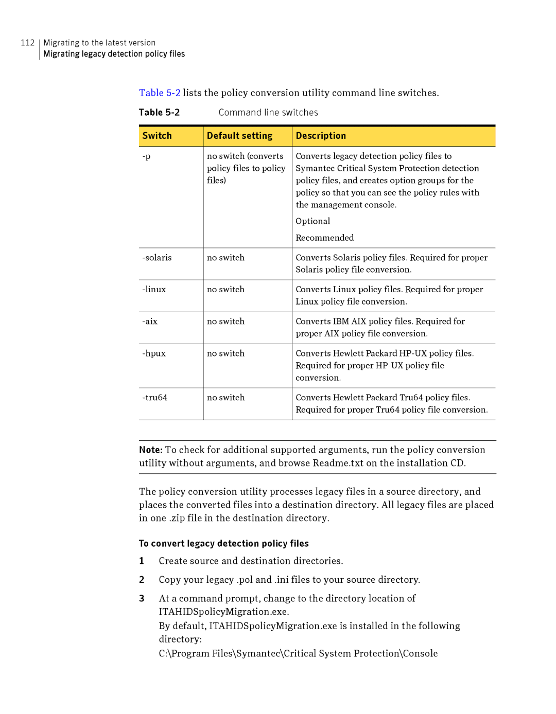 Symantec Critical System manual Migrating legacy detection policy files 