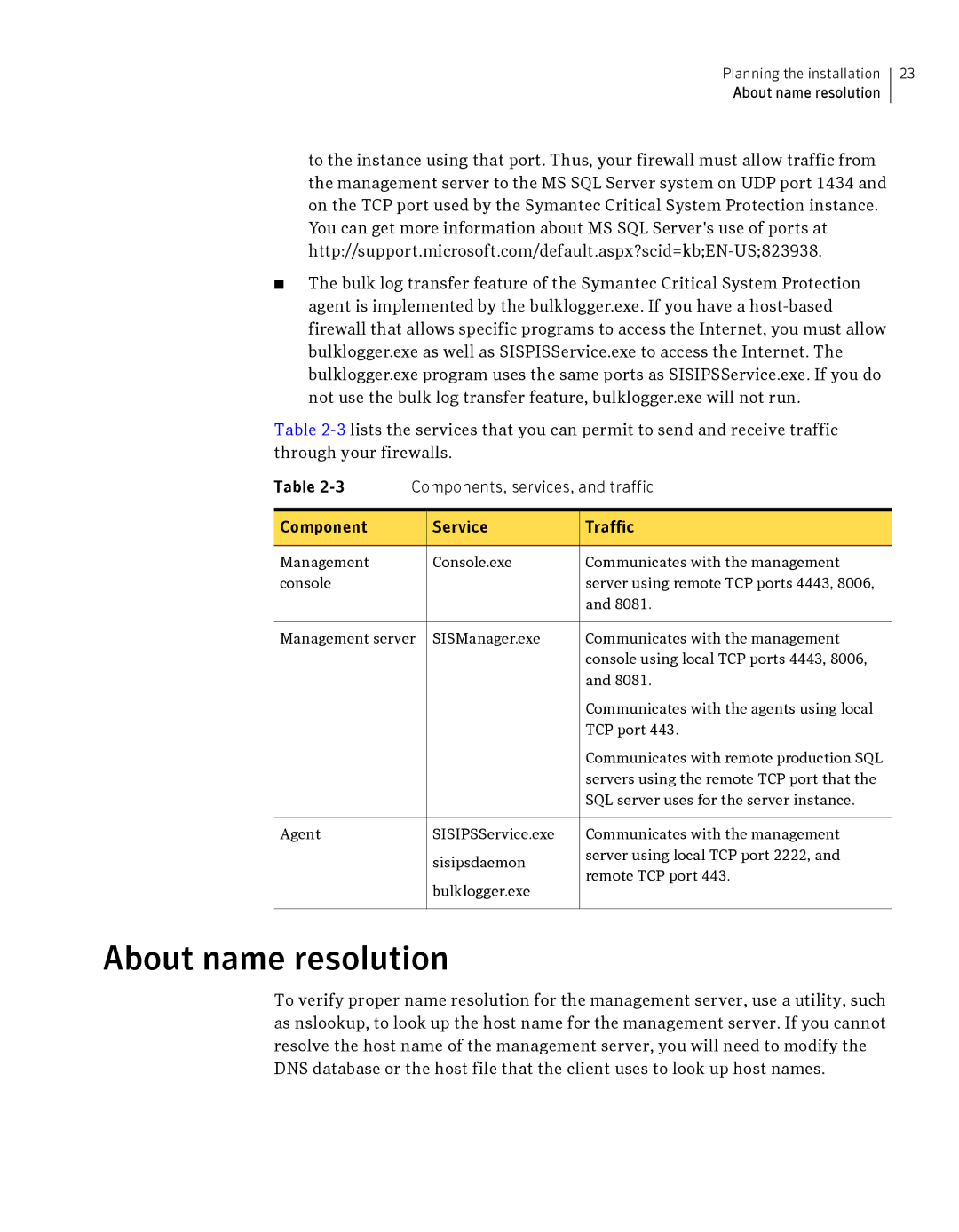 Symantec Critical System manual About name resolution 