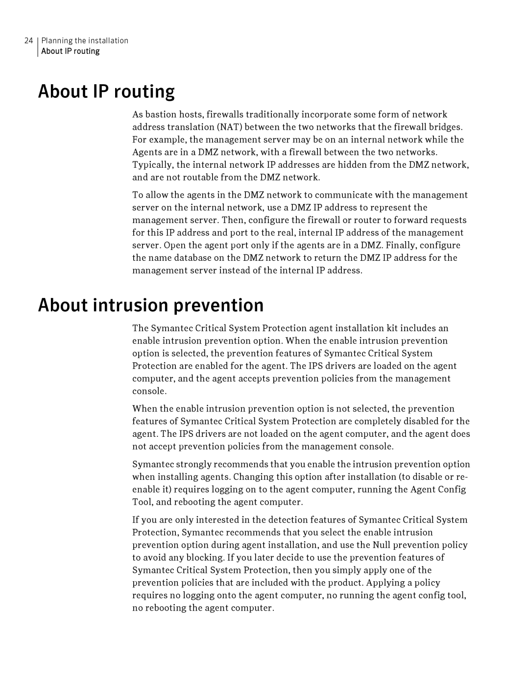 Symantec Critical System manual About IP routing, About intrusion prevention 