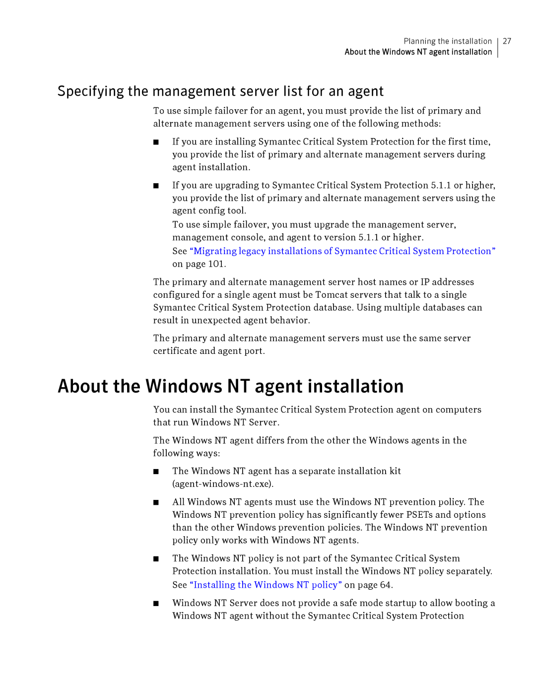 Symantec Critical System manual About the Windows NT agent installation, Specifying the management server list for an agent 