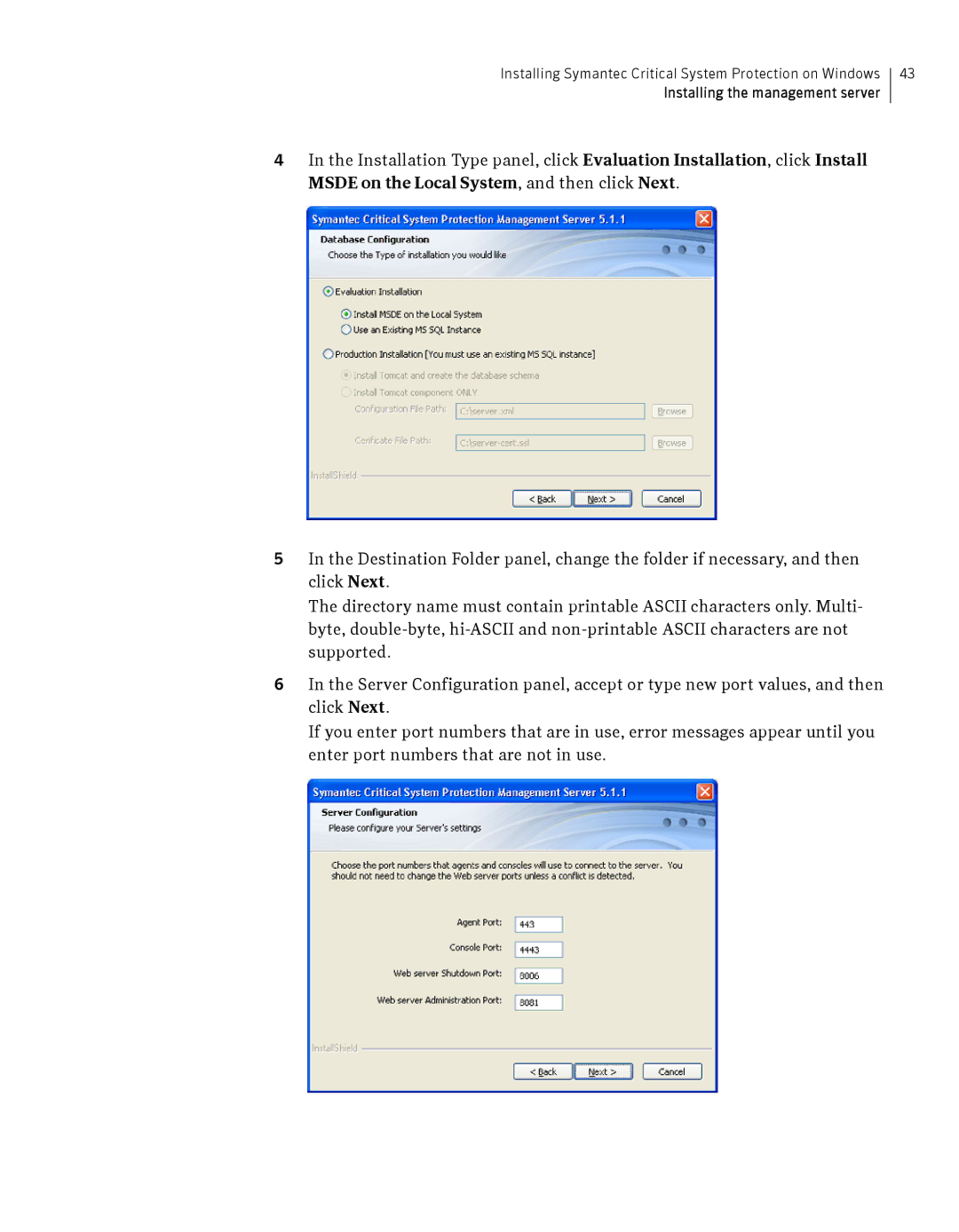 Symantec Critical System manual Installing the management server 