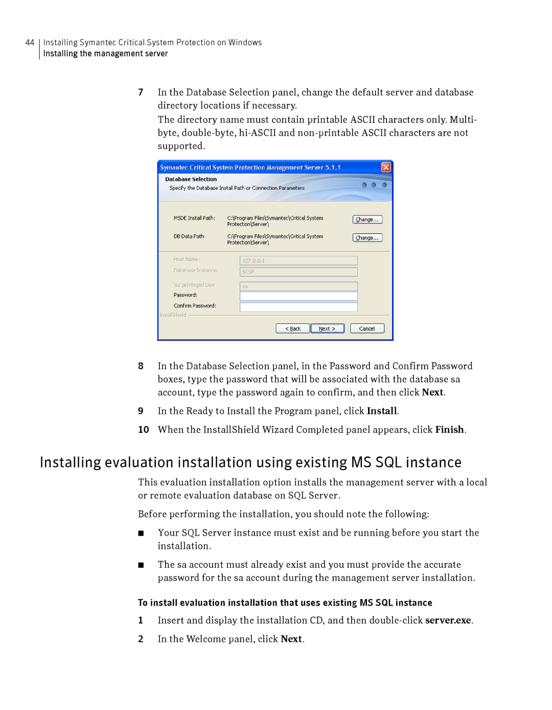 Symantec Critical System manual Installing the management server 