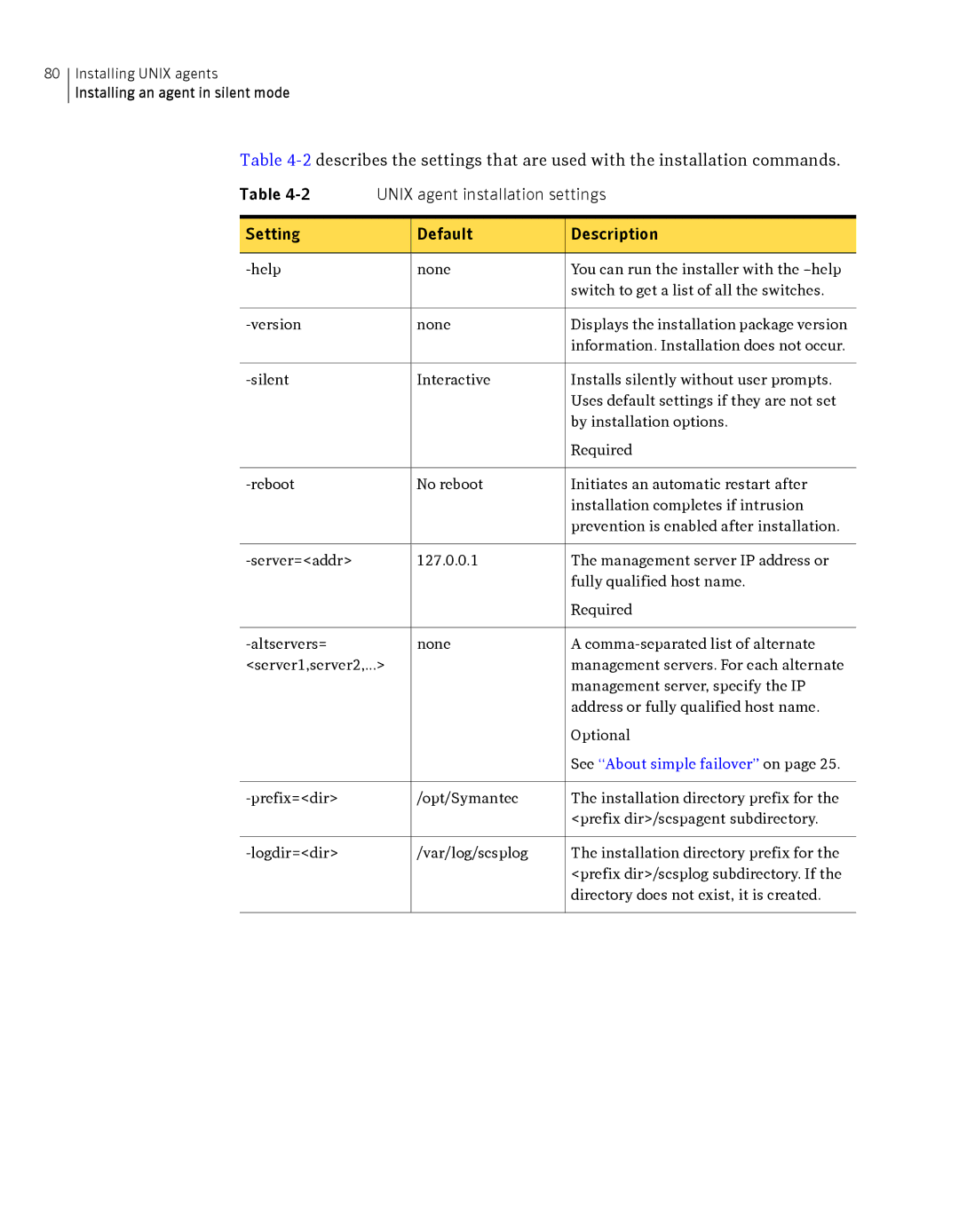 Symantec Critical System manual Installing an agent in silent mode 