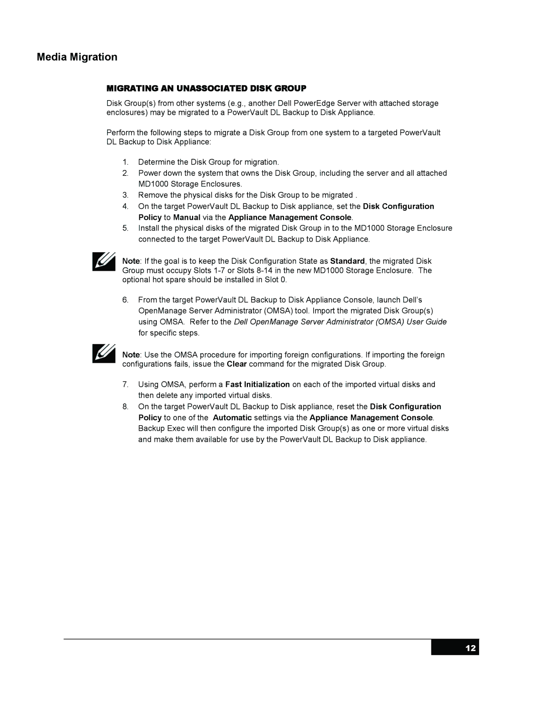 Symantec DL 2100 manual Migrating AN Unassociated Disk Group 