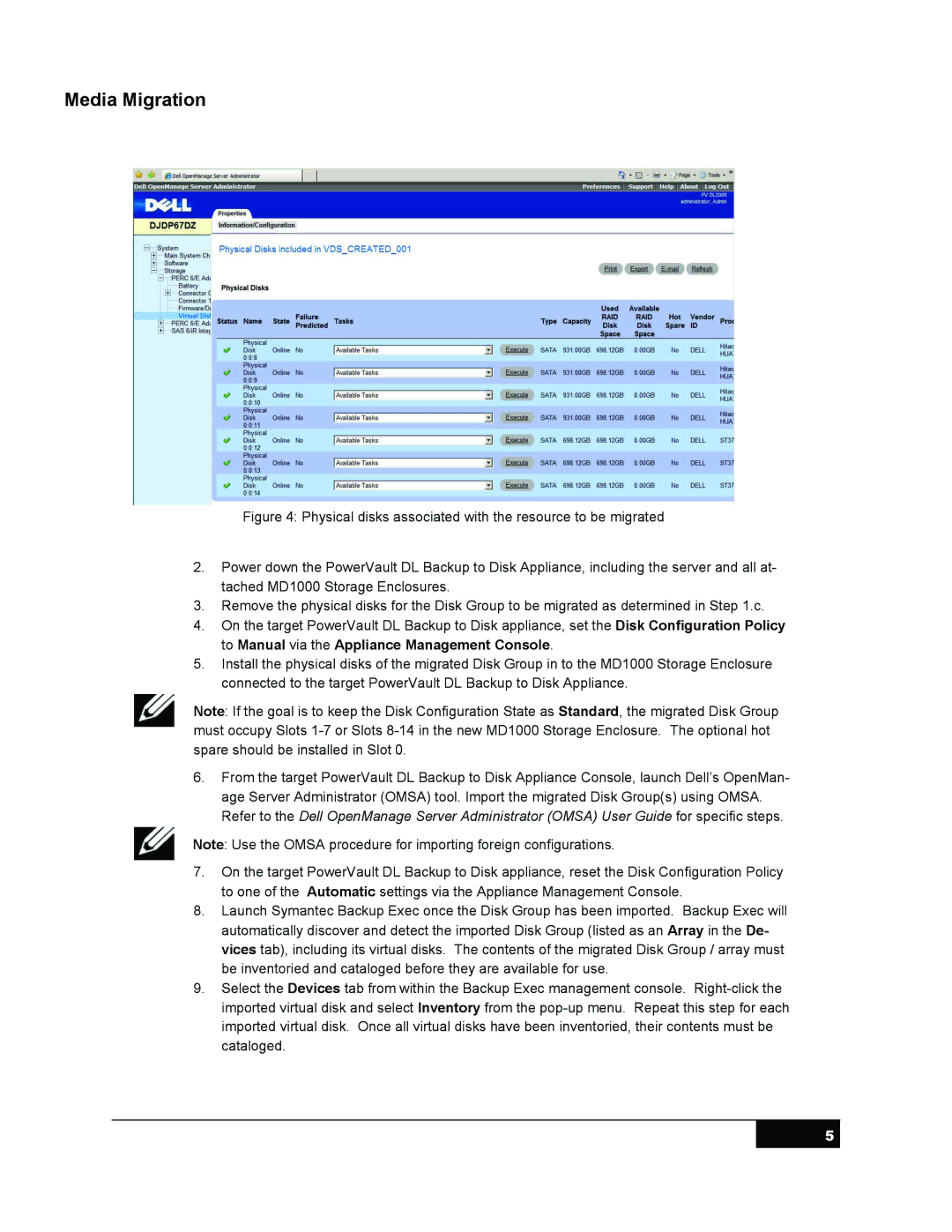 Symantec DL 2100 manual Media Migration 