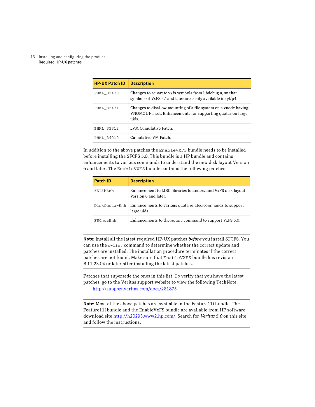 Symantec manual HP-UX Patch ID Description, PHKL32430 