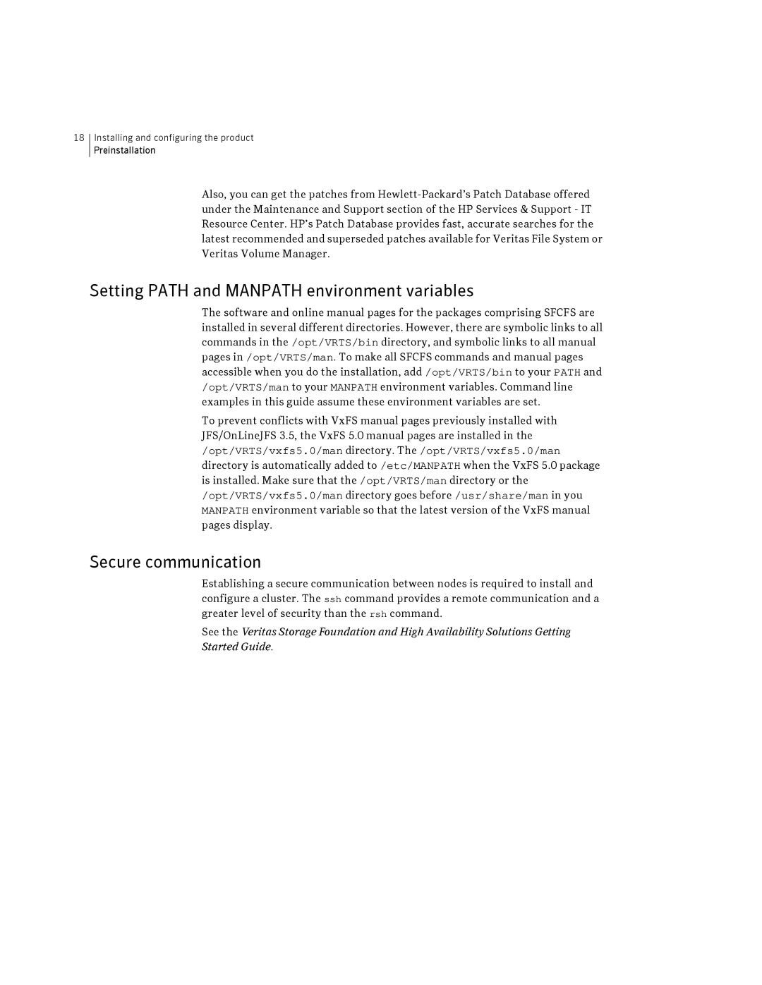 Symantec HP-UX manual Setting Path and Manpath environment variables, Secure communication 