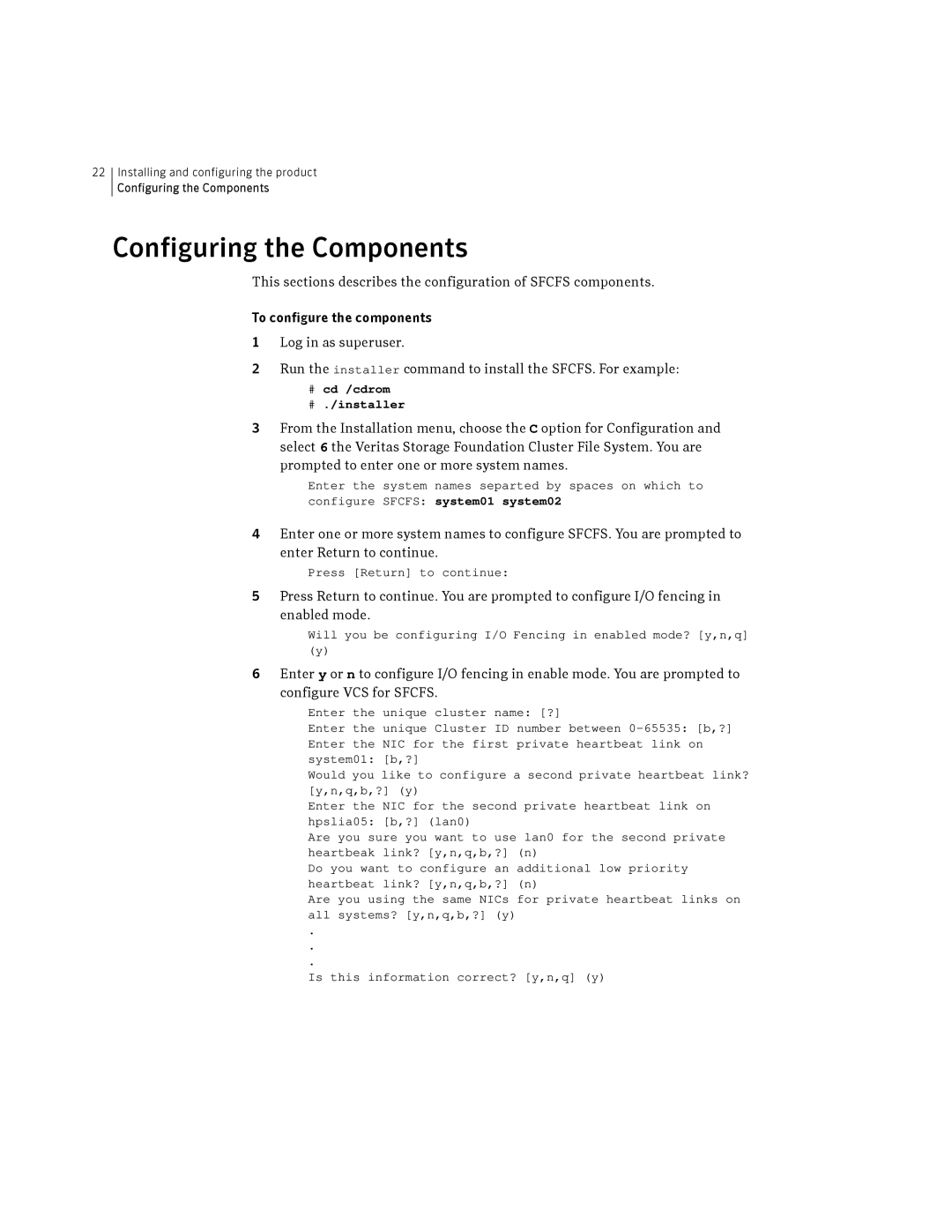 Symantec HP-UX manual Configuring the Components 