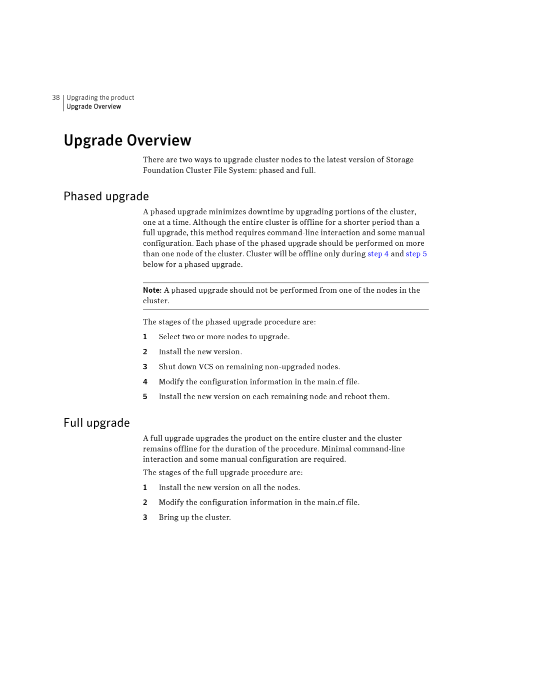 Symantec HP-UX manual Upgrade Overview, Phased upgrade, Full upgrade 