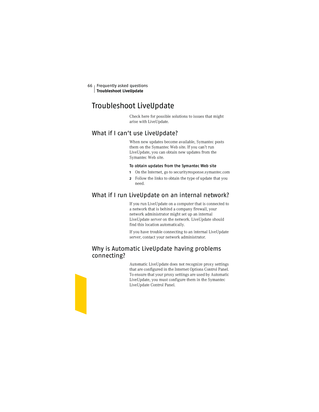 Symantec NIS2005 manual Troubleshoot LiveUpdate, What if I can’t use LiveUpdate? 