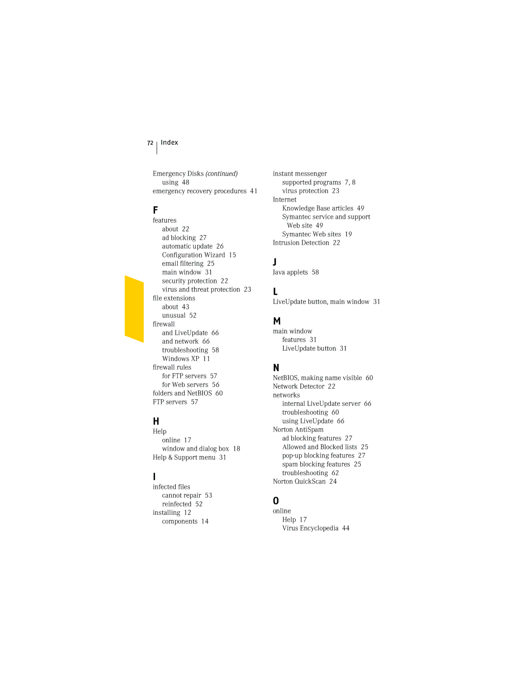 Symantec NIS2005 manual Index 