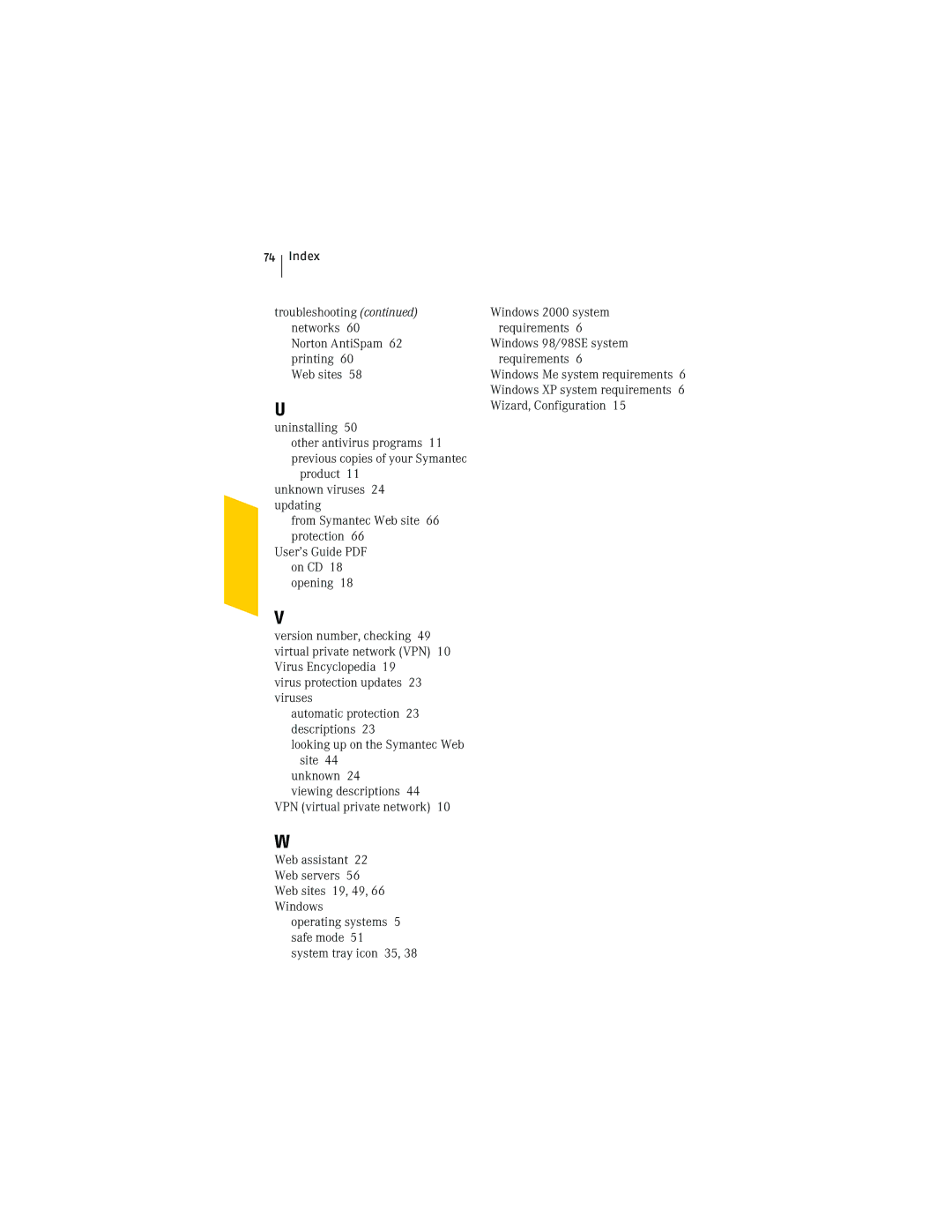 Symantec NIS2005 manual Troubleshooting Windows 2000 system Networks Requirements 