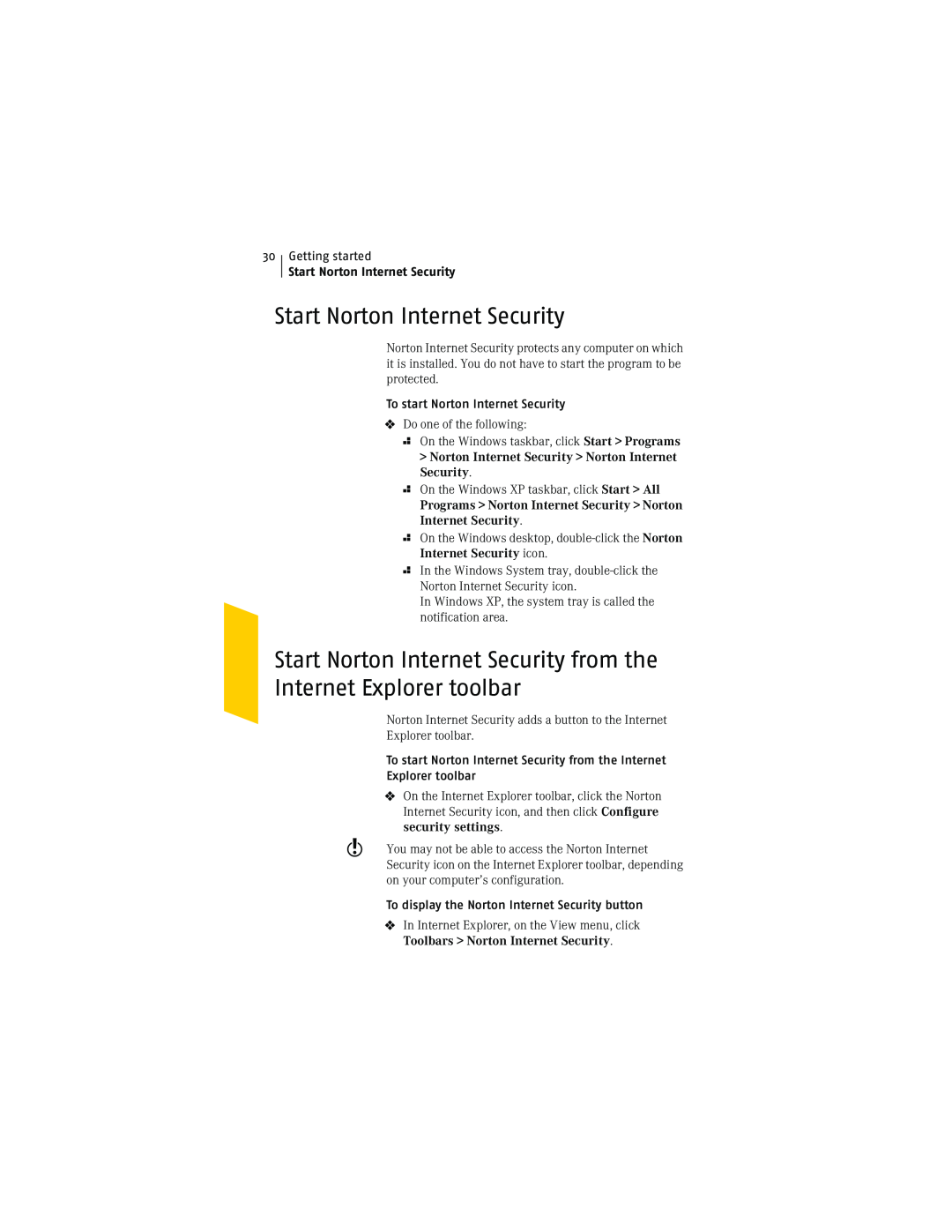Symantec NIS2005 manual Start Norton Internet Security 