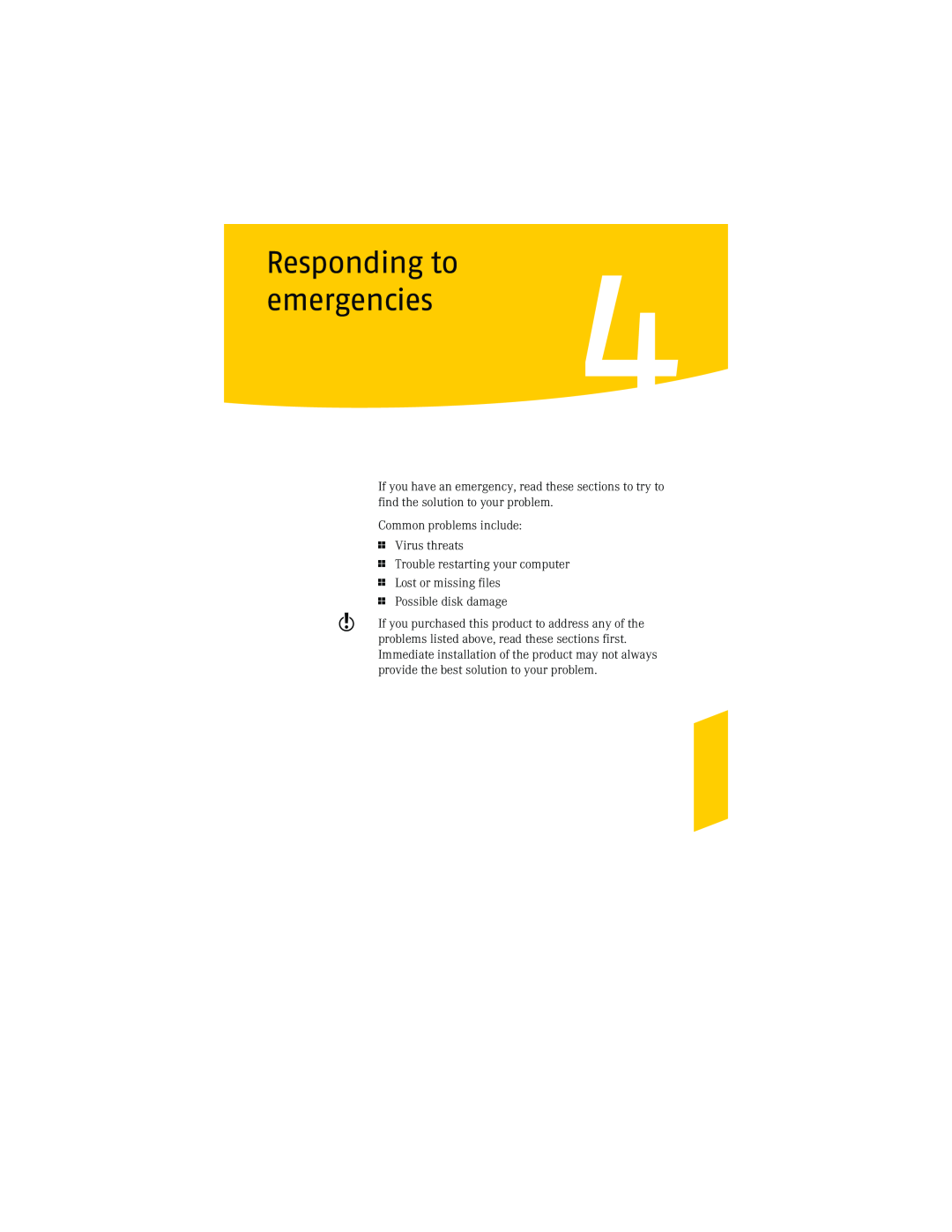 Symantec NIS2005 manual Responding to, emergencies 