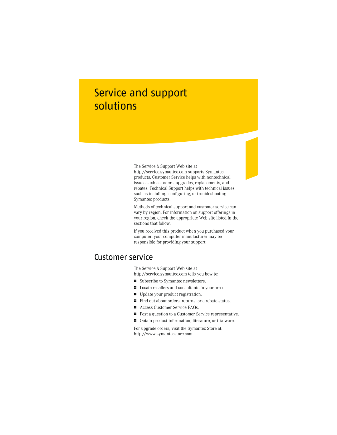 Symantec NIS2005 manual Service and support solutions, Customer service 