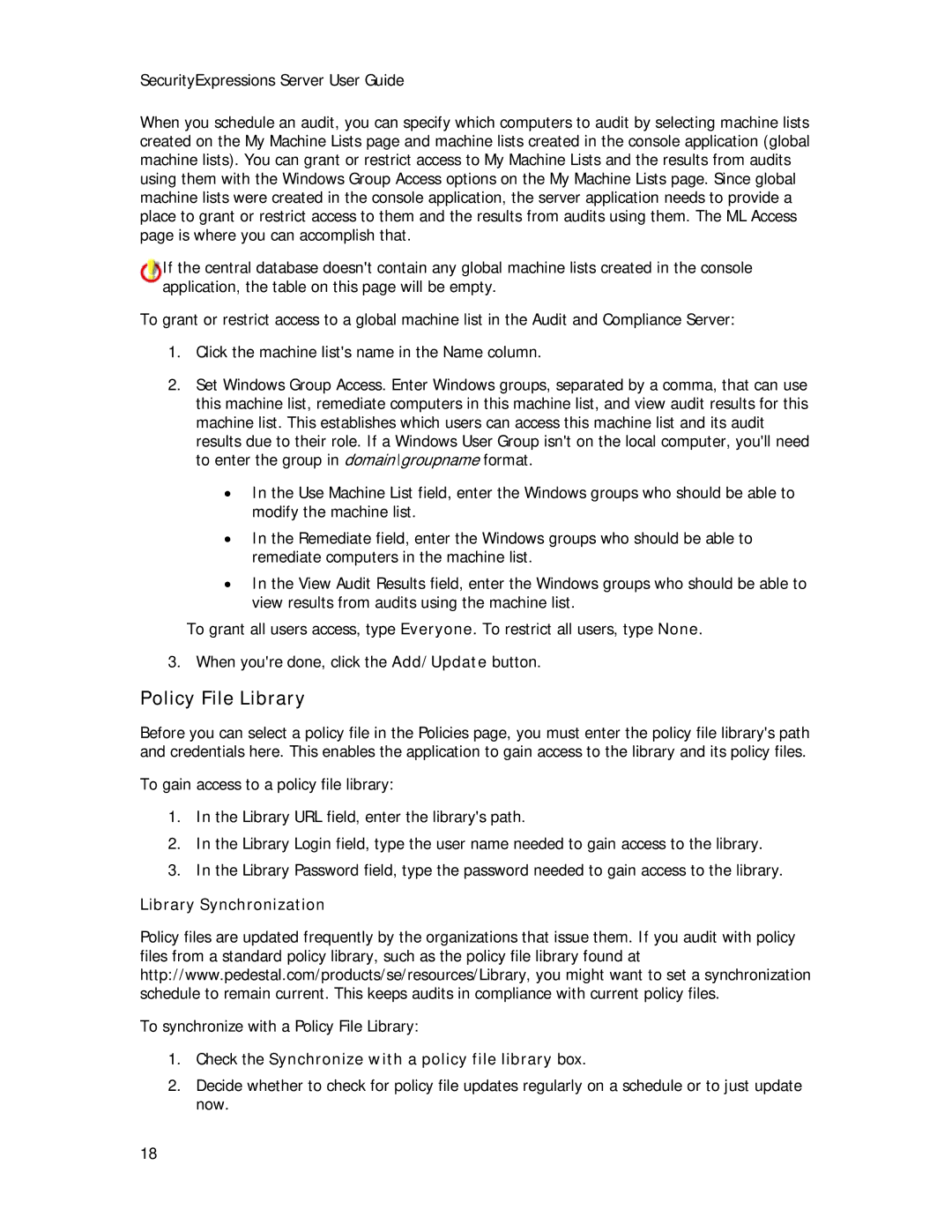 Symantec Security Expressions Server manual Policy File Library, Library Synchronization 