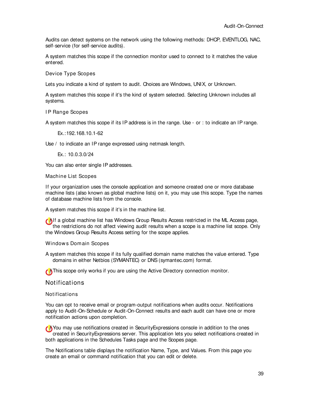 Symantec Security Expressions Server manual Notifications 