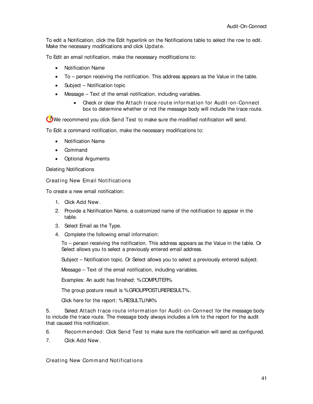 Symantec Security Expressions Server manual Click Add New Creating New Command Notifications 