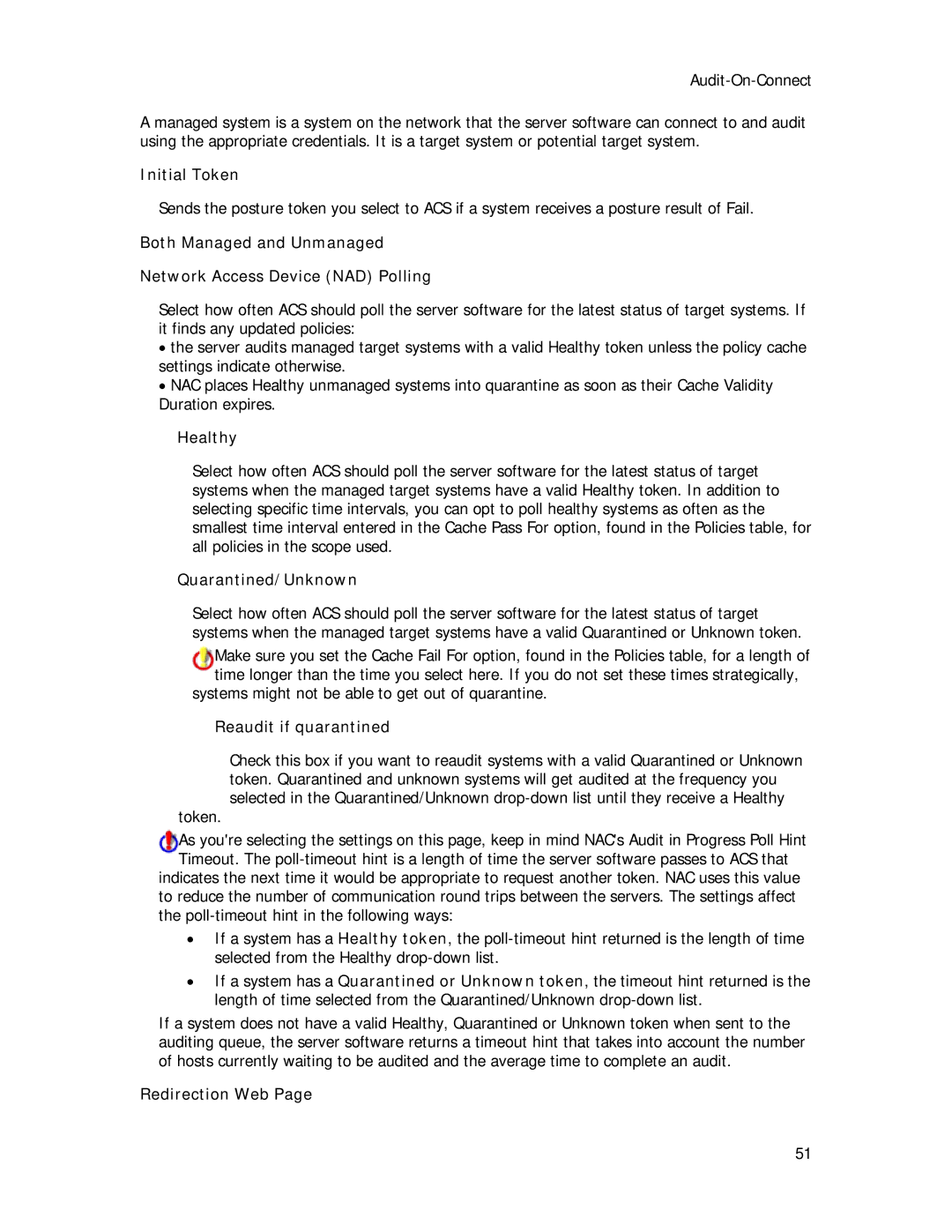 Symantec Security Expressions Server manual Healthy, Quarantined/Unknown, Reaudit if quarantined, Redirection Web 