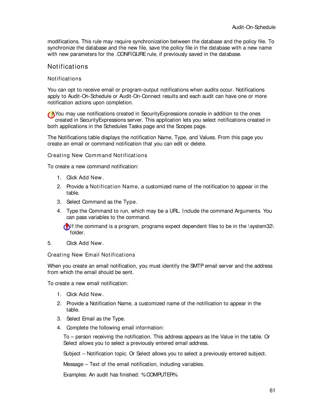 Symantec Security Expressions Server manual Notifications 