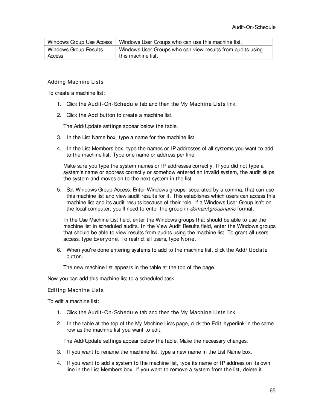 Symantec Security Expressions Server manual Adding Machine Lists, Editing Machine Lists 