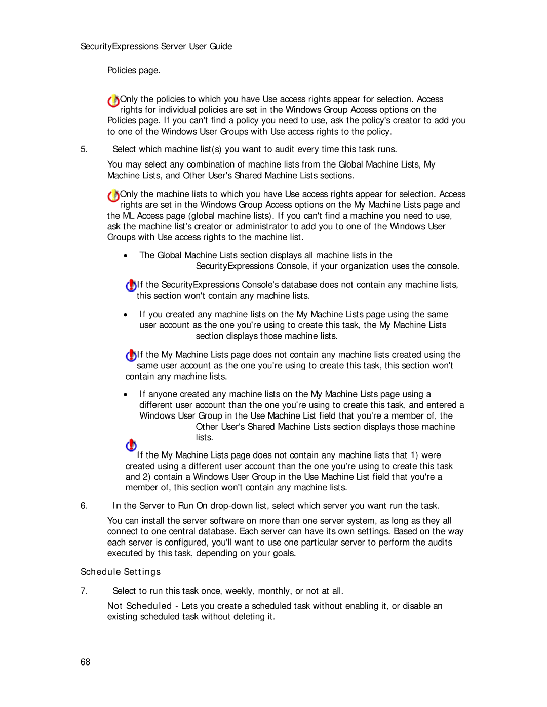 Symantec Security Expressions Server manual Schedule Settings 